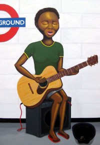 The Busker - Painting by Waleska Nomura