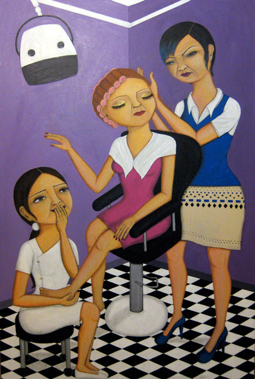 The Hair Salon- Painting by Waleska Nomura