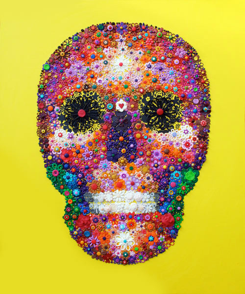 Yellow Skull - Painting by Waleska Nomura.