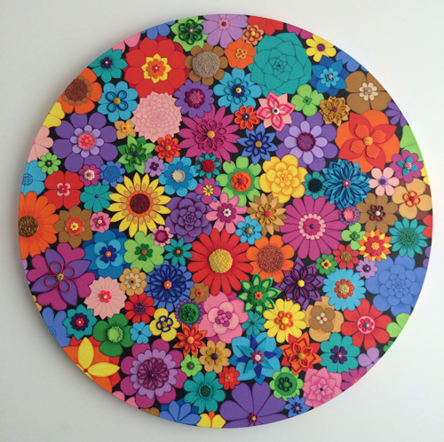 Circle of Flowers - Painting by Waleska Nomura